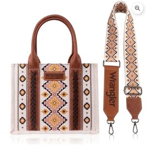 Wrangler Geometric Brown and Cream Tote